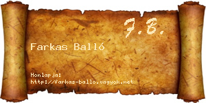 Farkas Balló névjegykártya